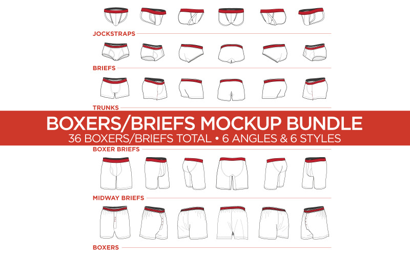 Boxers/Briefs Bundle - Vector Template product mockup Product Mockup