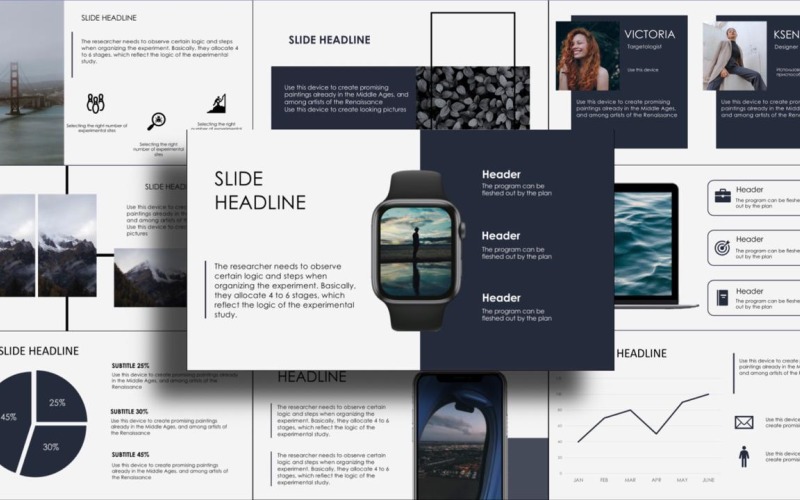 Business Presentation, Infographics, Calendar PowerPoint template PowerPoint Template