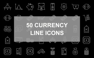 50 Currency Line Inverted Icon Set