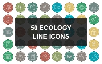 50 Ecology Line Multicolor Background Icon Set
