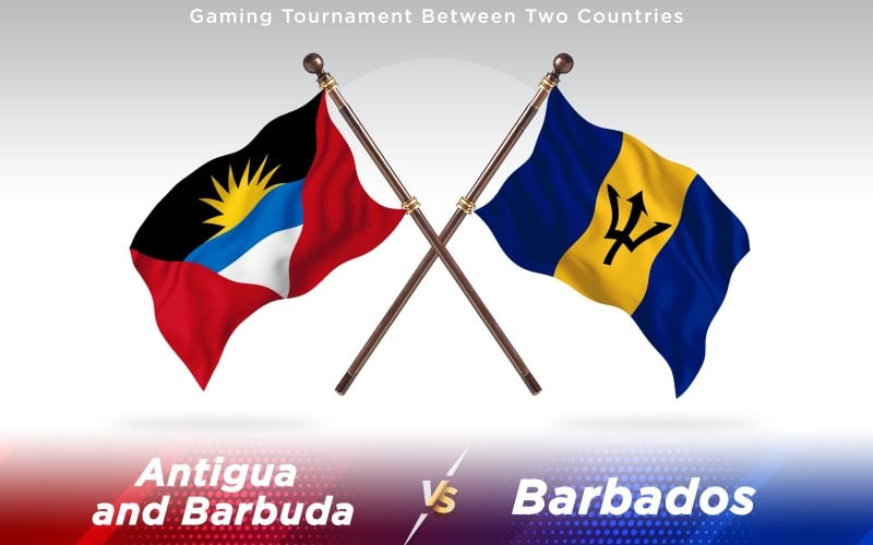 Antigua versus Barbados Two Countries Flags - Illustration