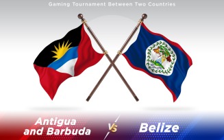 Antigua versus Belize Two Countries Flags - Illustration