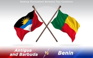 Antigua versus Benin Two Countries Flags - Illustration