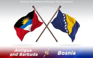 Antigua versus Bosnia Two Countries Flags - Illustration
