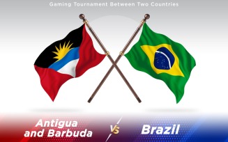 Antigua versus Brazil Two Countries Flags - Illustration
