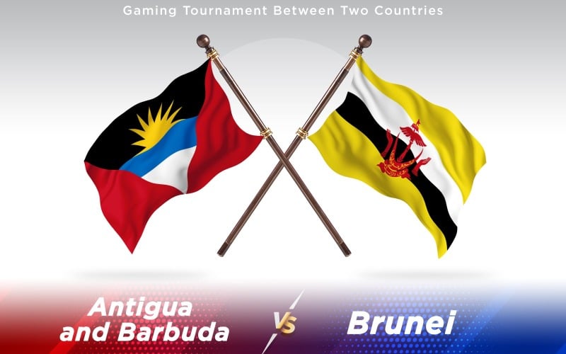 Antigua versus Brunei Two Countries Flags - Illustration