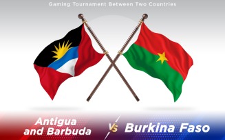 Antigua versus Burkina Faso Two Countries Flags - Illustration
