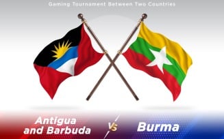 Antigua versus Burma Two Countries Flags - Illustration