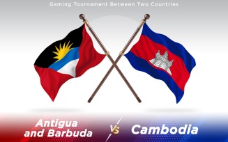 Antigua versus Cambodia Two Countries Flags - Illustration