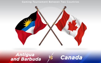Antigua versus Canada Two Countries Flags - Illustration