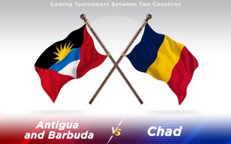 Antigua versus Chad Two Countries Flags - Illustration
