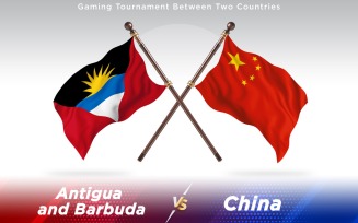 Antigua versus China Two Countries Flags - Illustration