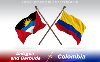 Antigua versus Colombia Two Countries Flags - Illustration