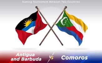 Antigua versus Comoros Two Countries Flags - Illustration