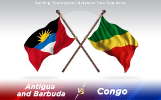 Antigua versus Congo Two Countries Flags - Illustration