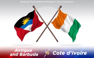 Antigua versus Cote d'Ivoire Two Countries Flags - Illustration