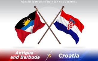 Antigua versus Croatia Two Countries Flags - Illustration