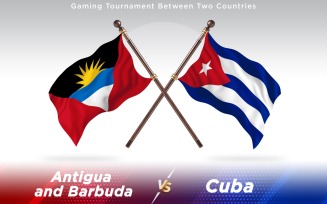 Antigua versus Cuba Two Countries Flags - Illustration