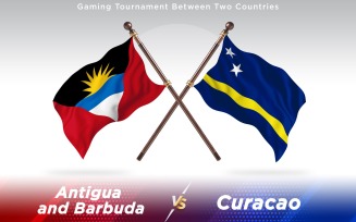 Antigua versus Curacao Two Countries Flags - Illustration