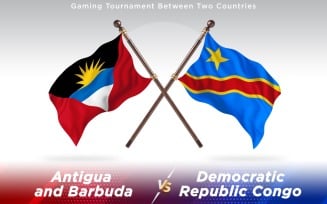 Antigua versus Democratic Republic Congo Two Countries Flags - Illustration