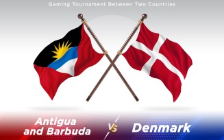 Antigua versus Denmark Two Countries Flags - Illustration