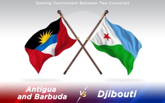 Antigua versus Djibouti Two Countries Flags - Illustration