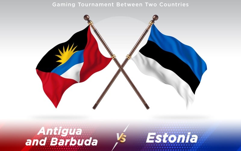Antigua versus Estonia Two Countries Flags - Illustration