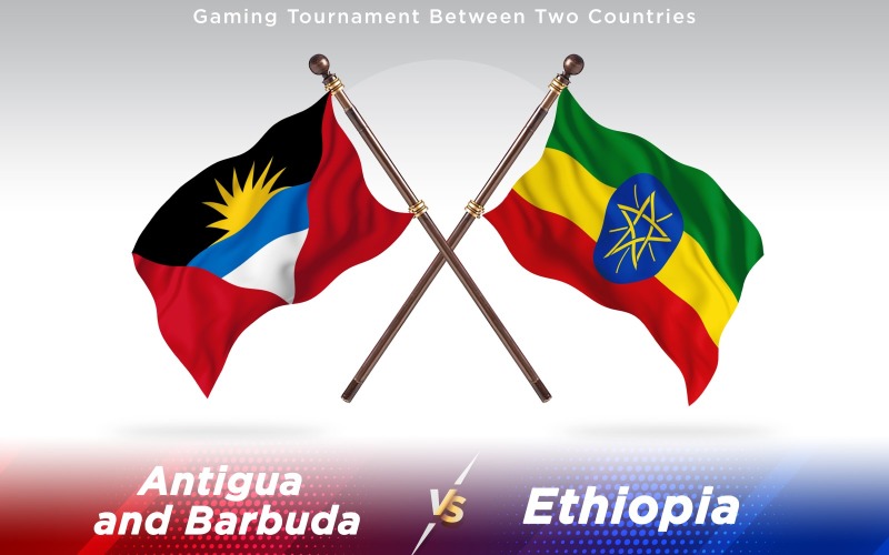 Antigua versus Ethiopia Two Countries Flags - Illustration