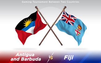 Antigua versus Fiji Two Countries Flags - Illustration