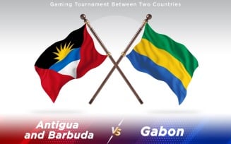 Antigua versus Gabon Two Countries Flags - Illustration