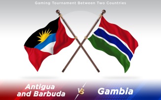 Antigua versus Gambia Two Countries Flags - Illustration