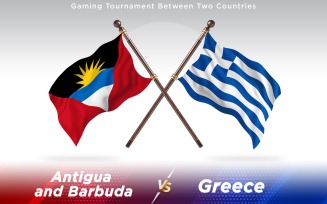 Antigua versus Greece Two Countries Flags - Illustration