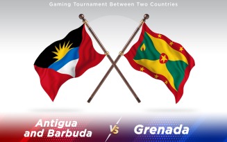Antigua versus Grenada Two Countries Flags - Illustration