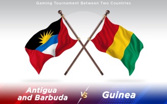 Antigua versus Guinea Two Countries Flags - Illustration