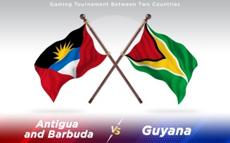 Antigua versus Guyana Two Countries Flags - Illustration