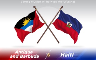Antigua versus Haiti Two Countries Flags - Illustration