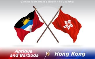Antigua versus Hong Kong Two Countries Flags - Illustration