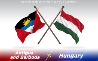 Antigua versus Hungary Two Countries Flags - Illustration