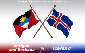 Antigua versus Iceland Two Countries Flags - Illustration