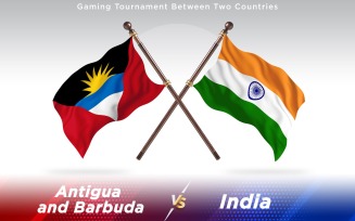 Antigua versus India Two Countries Flags - Illustration
