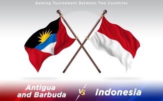 Antigua versus Indonesia Two Countries Flags - Illustration
