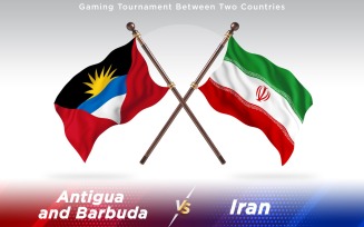 Antigua versus Iran Two Countries Flags - Illustration