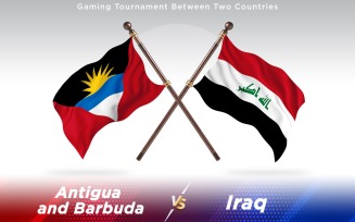 Antigua versus Iraq Two Countries Flags - Illustration