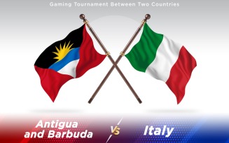 Antigua versus Italy Two Countries Flags - Illustration