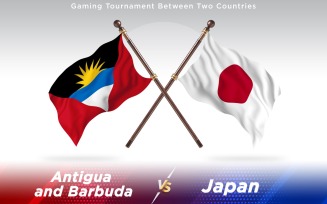 Antigua versus Japan Two Countries Flags - Illustration