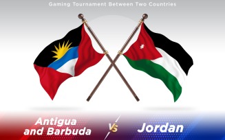 Antigua versus Jordan Two Countries Flags - Illustration