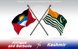 Antigua versus Kashmir Two Countries Flags - Illustration
