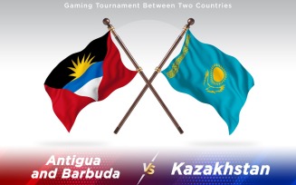 Antigua versus Kazakhstan Two Countries Flags - Illustration