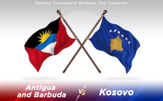 Antigua versus Kosovo Two Countries Flags - Illustration