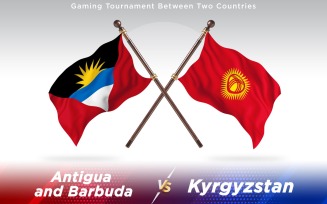 Antigua versus Kyrgyzstan Two Countries Flags - Illustration